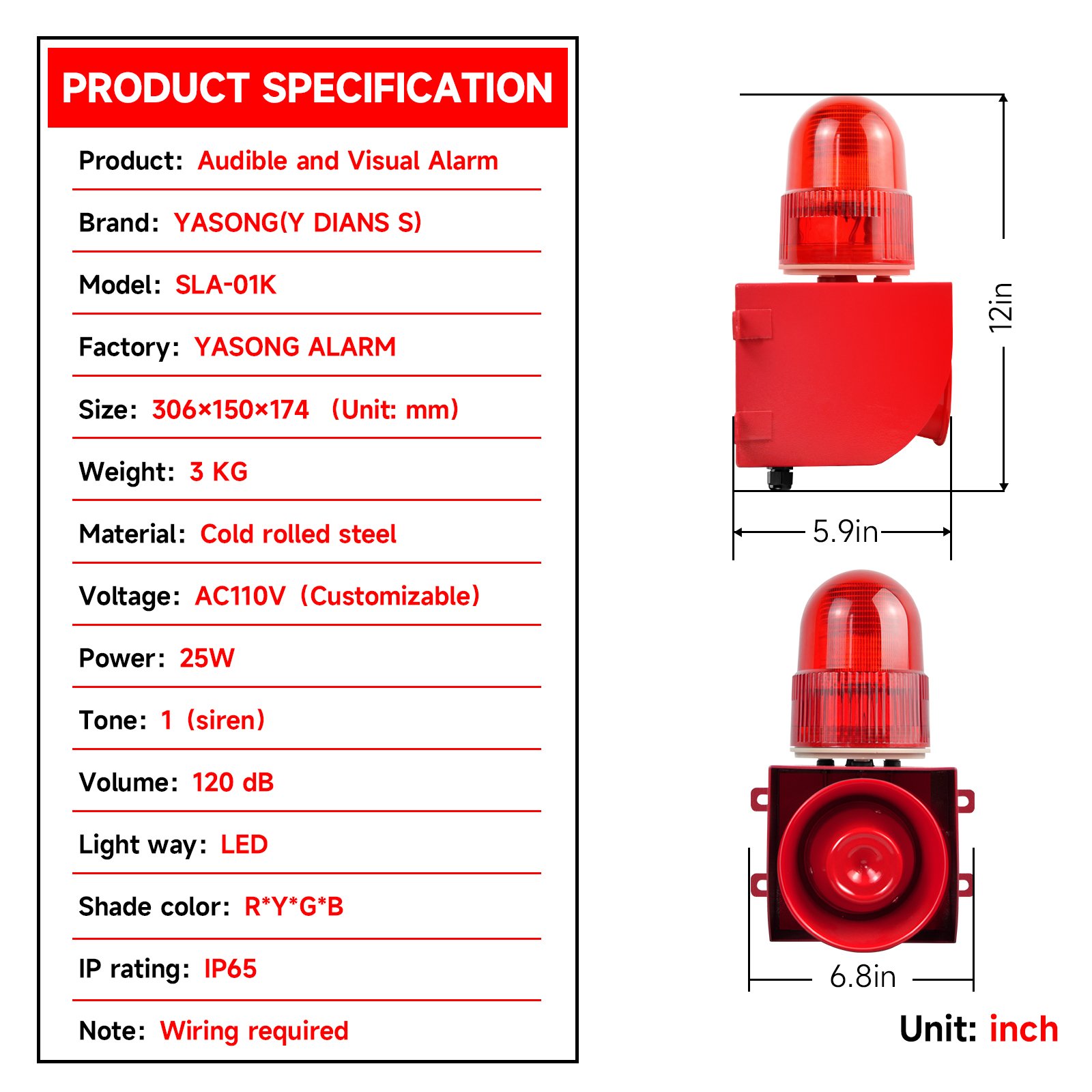 120dB Loud Horn Panic Emergency alarm systems IP65 Waterproof alarm siren for Industry Port Security Factories Warehouses Crane