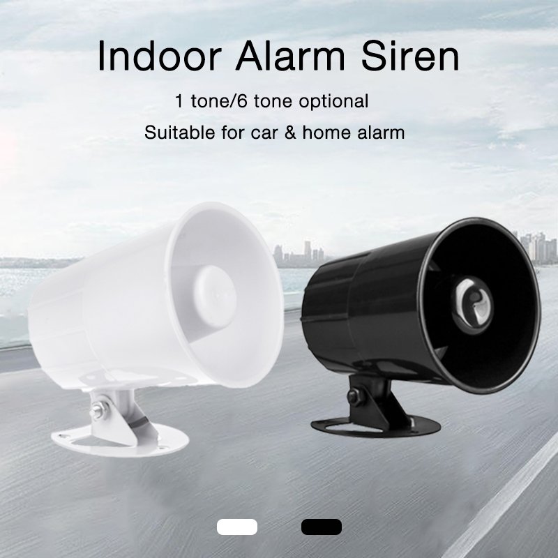 Burglar Security Wired Siren Electronic Alarm Siren Horn High Sound 1 tone 6 tone Indoor Siren Alarm for Home Security System