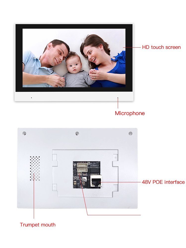 Thinmoo 7 Inch Touch Screen Linux POE Ethernet IP Camera Video Door Monitor Unit Access Control for Office Building