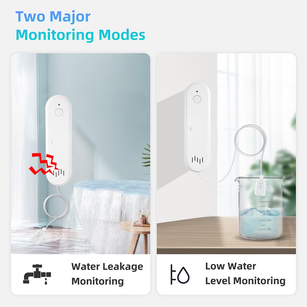 Tuya WiFi Smart Water Leak Sensor Water Overflow Level Detector Security Sound Alarm System Flood Leakage Sensor Remote Monitor