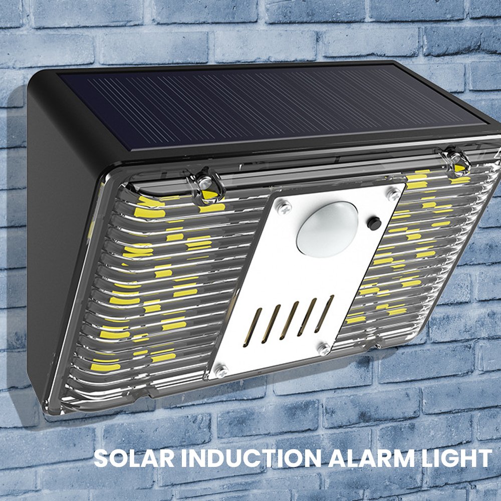 2023 Hot Sale Alarm System with Remote Control Solar Alarm Wall Lamp Infrared Induction Light