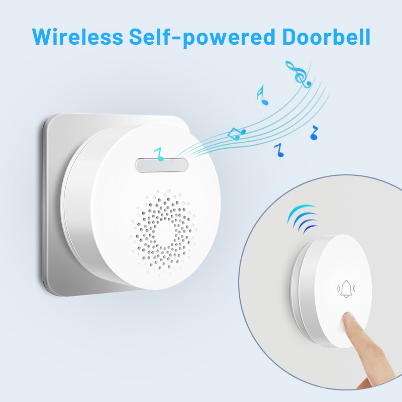 RSH Wireless Self-powered Doorbell 433MHz wireless detectors Intelligent Wireless Doorbell Strobe Doorbell Alarm System