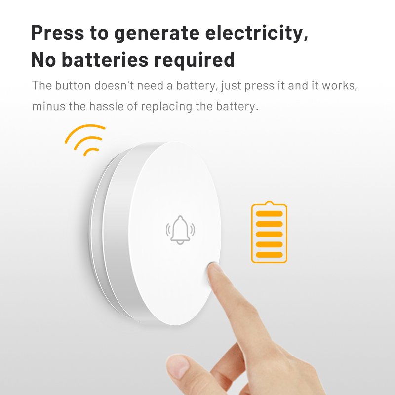 RSH Wireless Self-powered Doorbell 433MHz wireless detectors Intelligent Wireless Doorbell Strobe Doorbell Alarm System