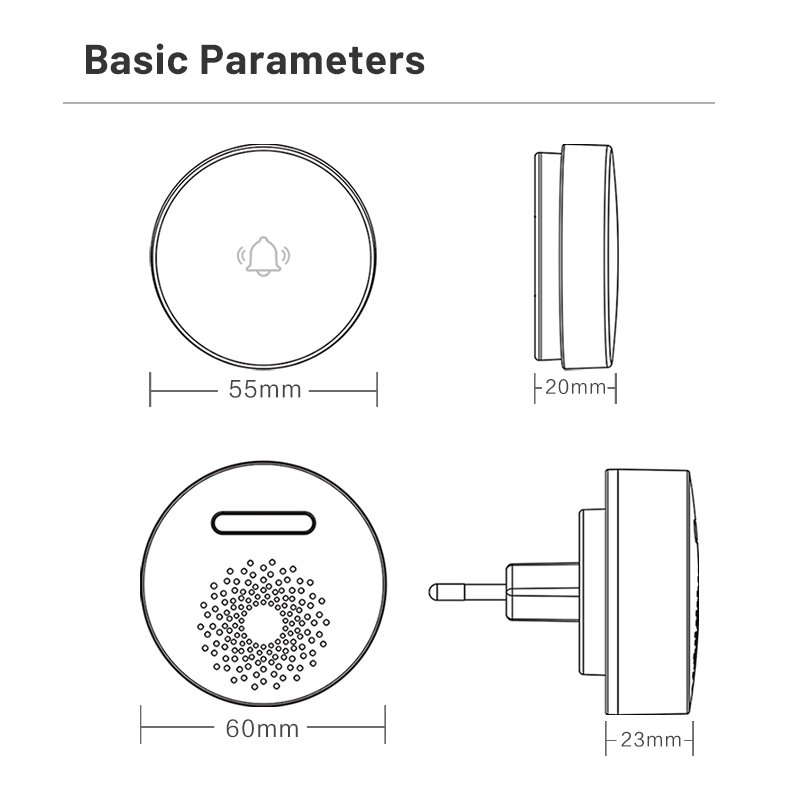 RSH Wireless Self-powered Doorbell 433MHz wireless detectors Intelligent Wireless Doorbell Strobe Doorbell Alarm System