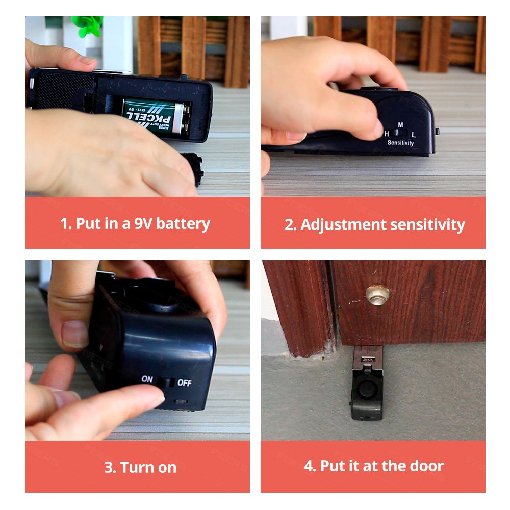 KERUI Wireless Door Stop Alarm System 125dB Loud Home Security Anti-Theft Door Stopped Alarm