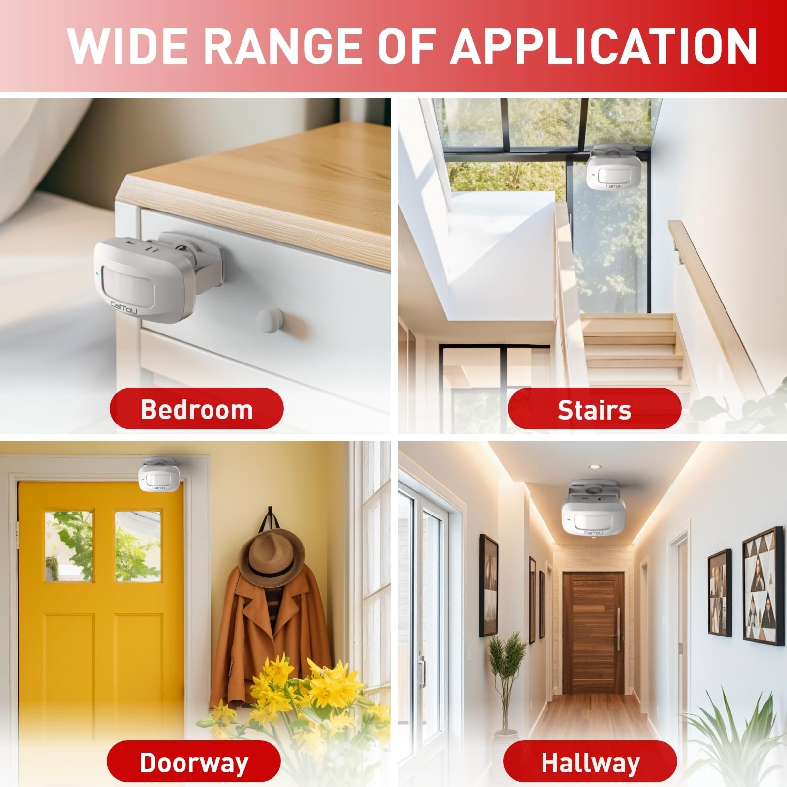 CallTou 120dB Vibration Digital Display Low Battery Remind Wireless Caregiver Pager Motion Sensor Detector Alert Bed for Elderly