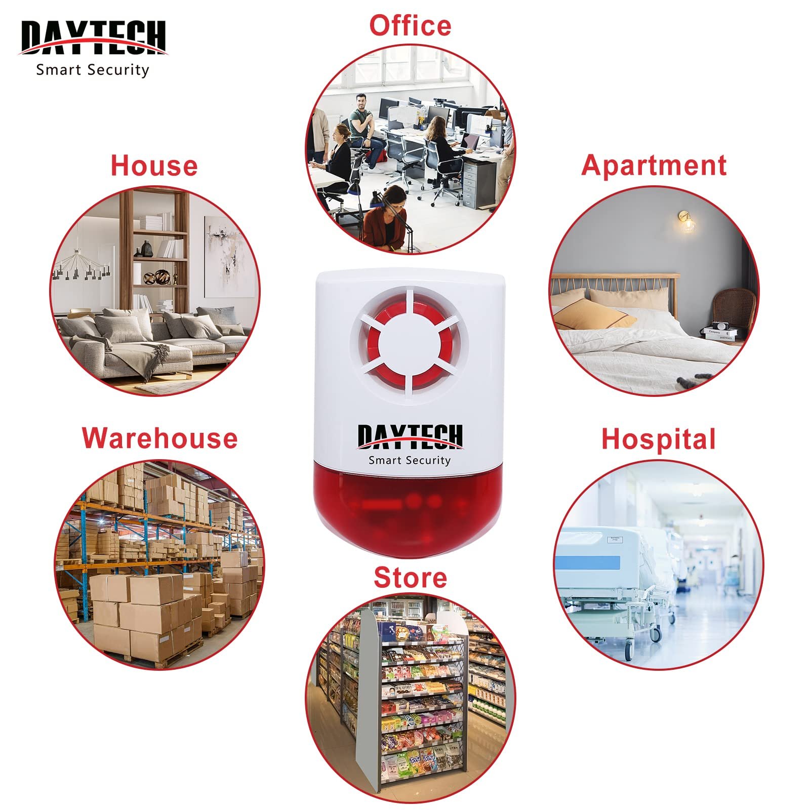 Daytech JH003 Siren alarm light strobe flash120dB sound SOS Emergency Siren toilet SOS button elderly pull cord Siren