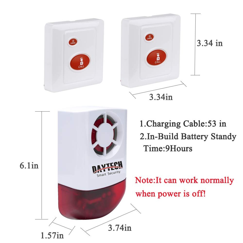 Daytech JH003 Siren alarm light strobe flash120dB sound SOS Emergency Siren toilet SOS button elderly pull cord Siren