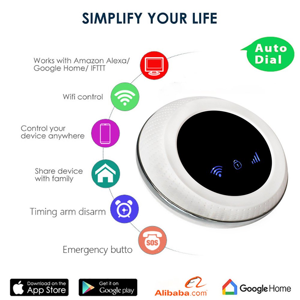 IOS Android APP Wired Wireless Home Security Tuya WIFI PSTN GSM Alarm System Intercom Remote Control Autodial Siren Sensor Kit