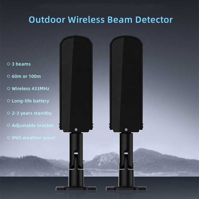 4 Channel Frequency Wireless Active Infrared Beam Barrier Battery Power Photoelectric 3 Beams Sensor Perimeter IR Beam Detector
