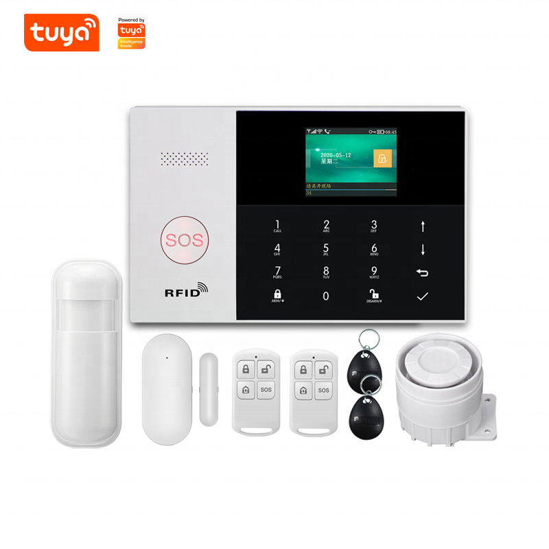Tuya Smart Life App 99+3 Wireless & Wired RFID Anti Theft Security System WiFi GSM Home Alarm System with Door Motion Sensors