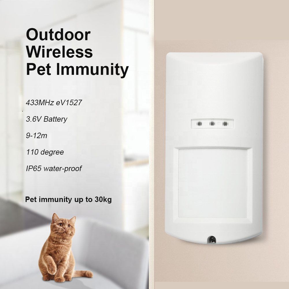 433MHz Outdoor Wireless PIR Motion Sensor IP65 Wireless Intruder Alarm System Detector for Perimeter Security Anti theft Alarm