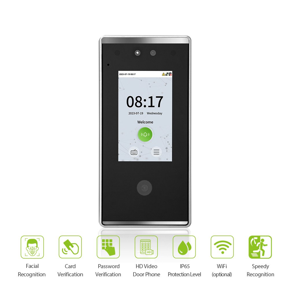 Face/QR code Recognition Time Attendance and RFID Card Access Control System Waterproof IP65 WIFI TCP/IP and USB port