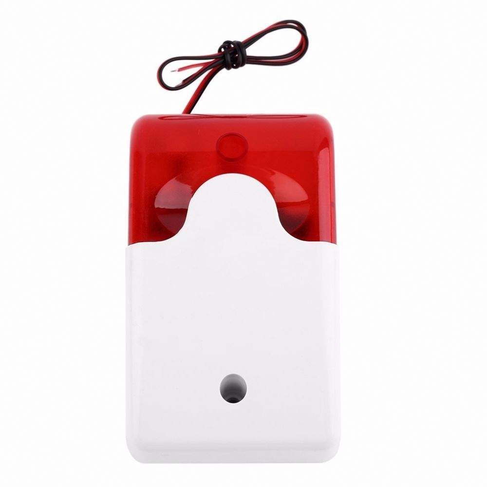Mini Wired Strobe Siren Durable 12V Sound Alarm Flashing Red Light Piezo Strobe Siren 115dB Home Security Alarm System