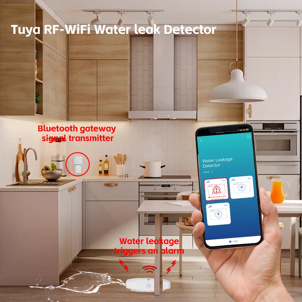 WiFi Water Sensor 4 Pack Smart Water Leak Detector Adjustable Sensitive Water Flood Leak Detector Sensor Alarm For Home