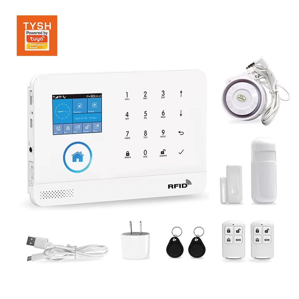 TYSH 433mhz Wifi Gsm Alarm System Wireless Smart House App Control Tuya Gsm Sos Wireless Alarm System Home Security