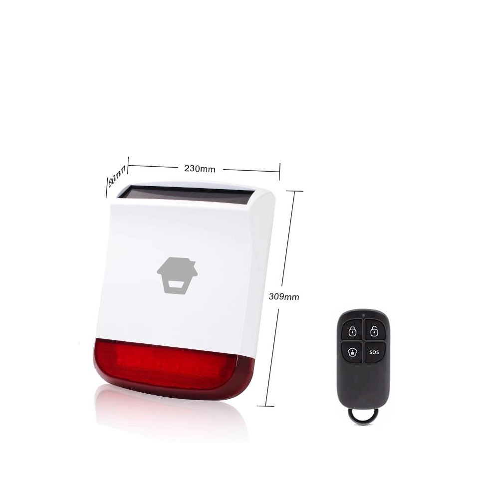 Outdoor Solar Siren Set 315MHz Wireless Light Flash Strobe Waterproof Alarm Horn for Home Security Burglar Alarm System