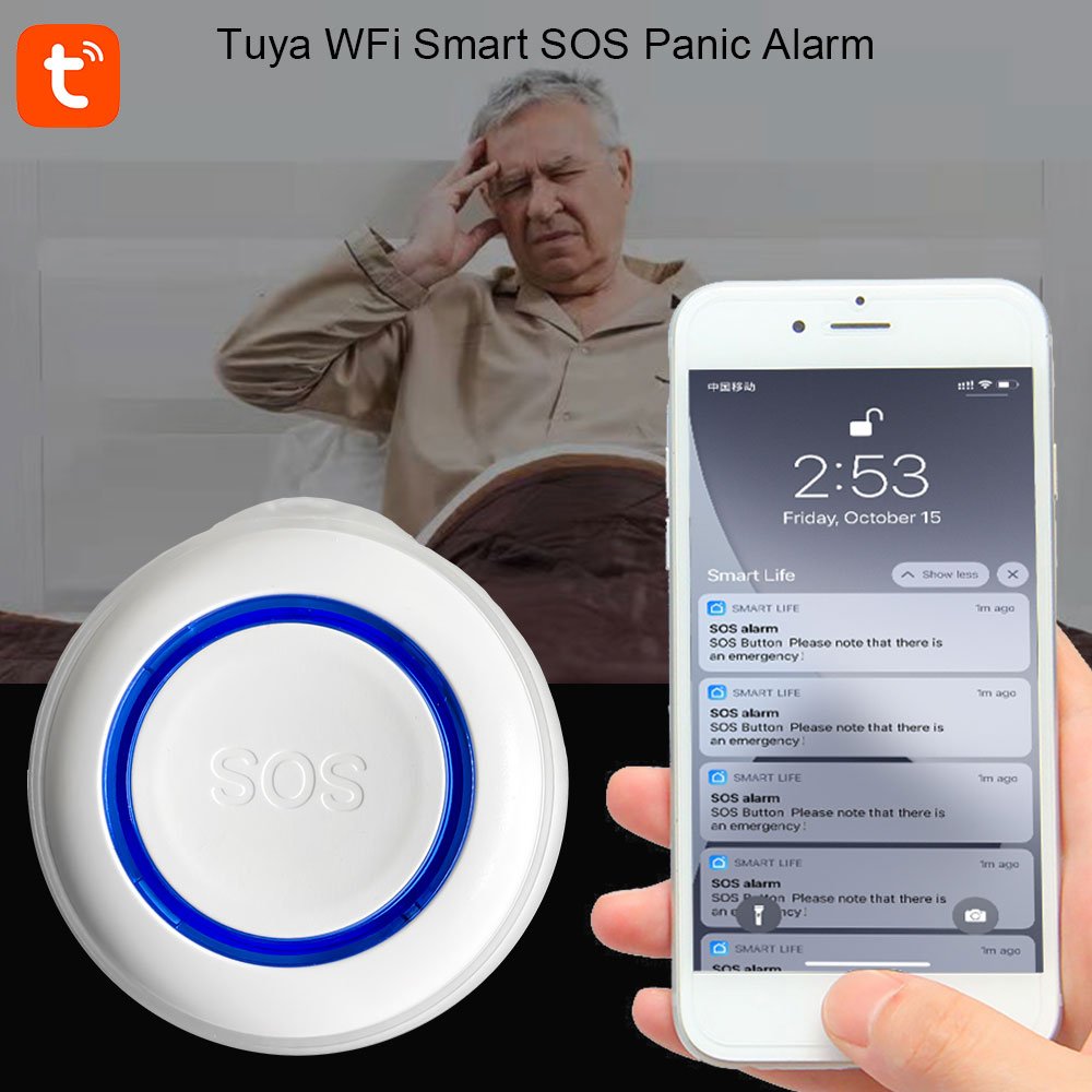 2024 Home Burglar Alarm Sensor Alert System Tuya WiFi Smart Home SOS Call Button SOS Emergency Panic Button Alarm PST-WE571