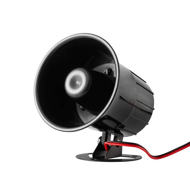 Home Black Indoor Siren Horn 12v 15w 1 Tone Alarm Wired Security Siren Car Alarm Siren For Anti-theft Intruder Alarm System