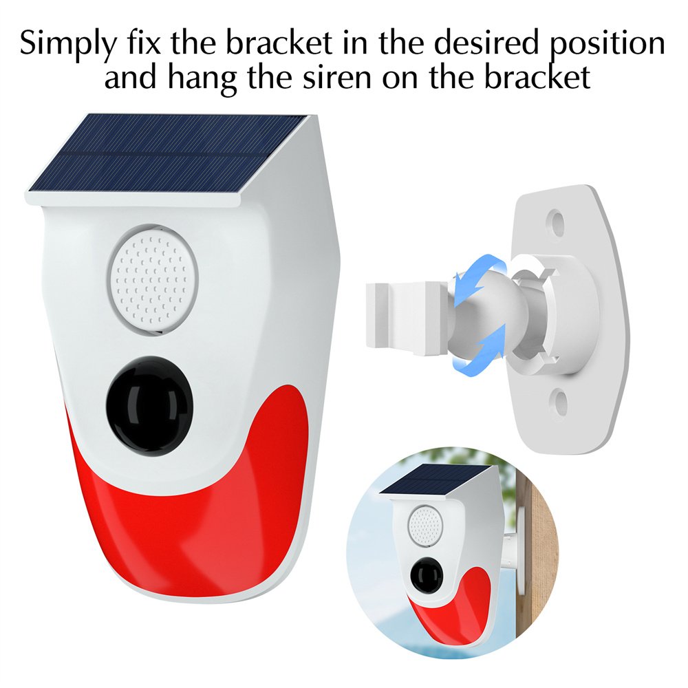 eMylo Tuya RF Solar Alarm Light with Motion Sensor PIR Sensor Infrared Detector Outdoor Solar Alarm with Waterproof Function