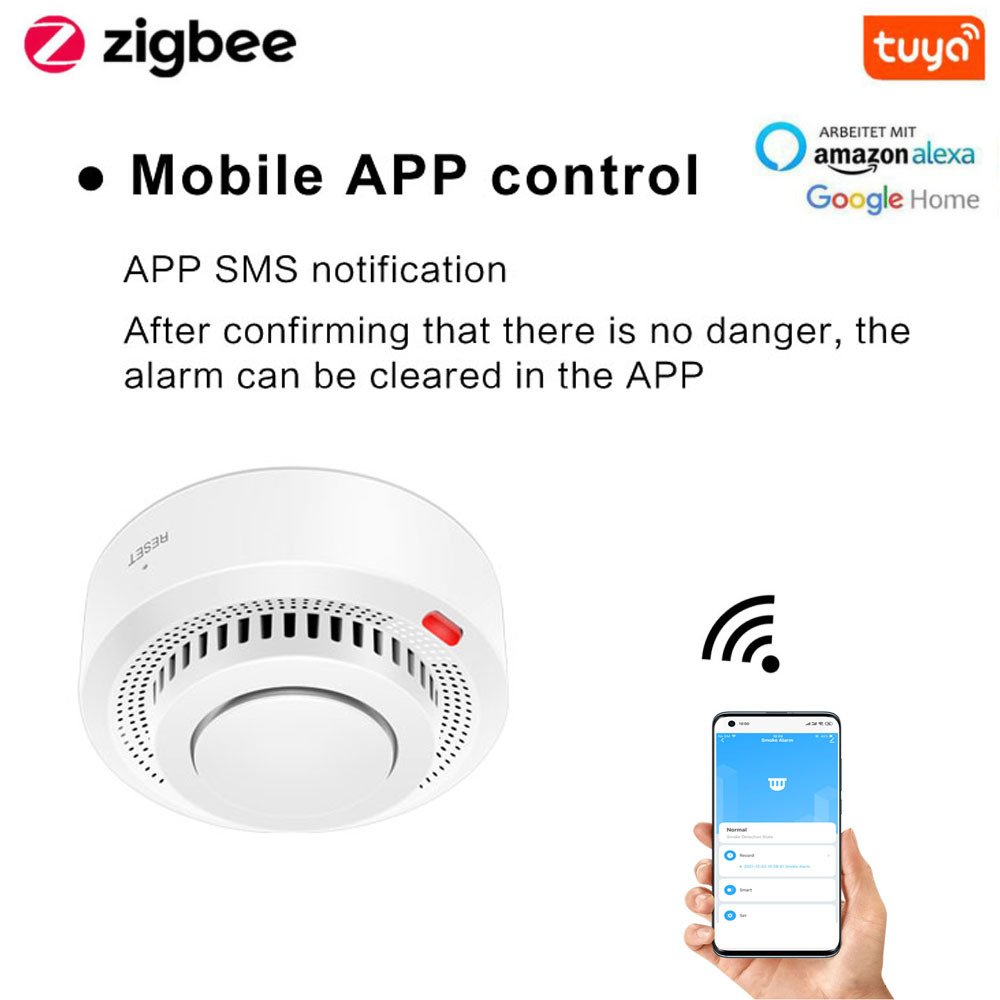 KLASS TUYA Wifi Smart Home Alarm Set Security Alarm System Remote Control Belt Doorbell Night Light Motion Detection WHITE