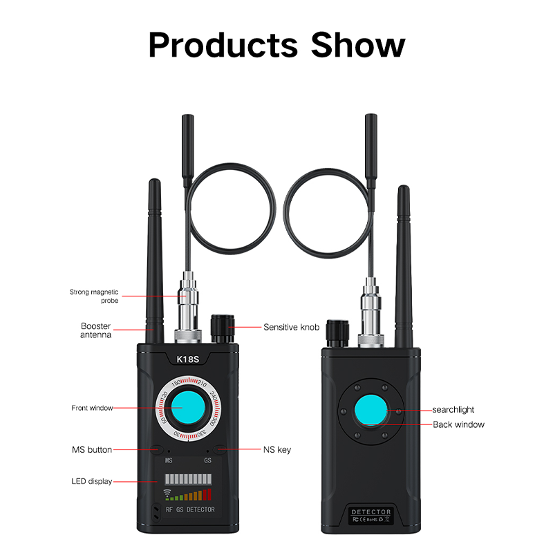 K18S Wireless Products Anti Spy Bug Detector Camera GSM Audio GPS Tracker Signal Lens Finder Anti Spy RF Detector