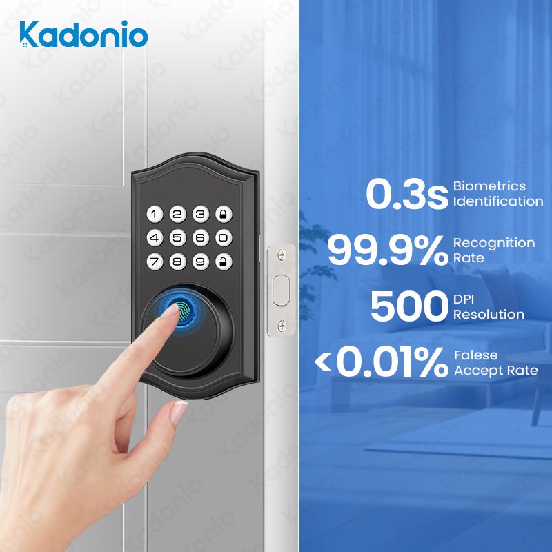 Kadonio Smart Security Alarm System Zinc Alloy BLE Keypad Tuya Single Electronic CE Certificate Deadbolt Lock