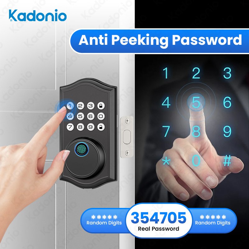 Kadonio Smart Security Alarm System Zinc Alloy BLE Keypad Tuya Single Electronic CE Certificate Deadbolt Lock