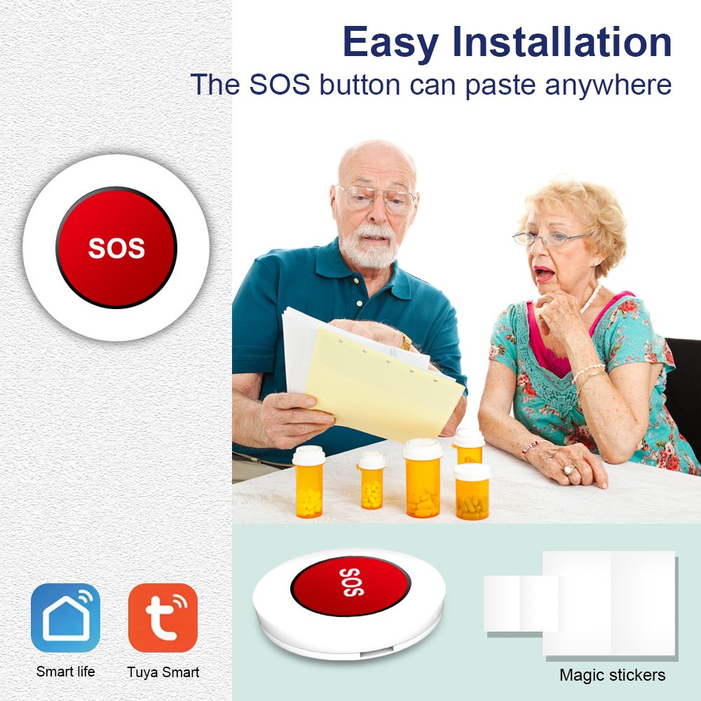 Smart Home Elderly Falling Emergency SOS Panic Button WiFi Home Security Personal Alarm with APP control