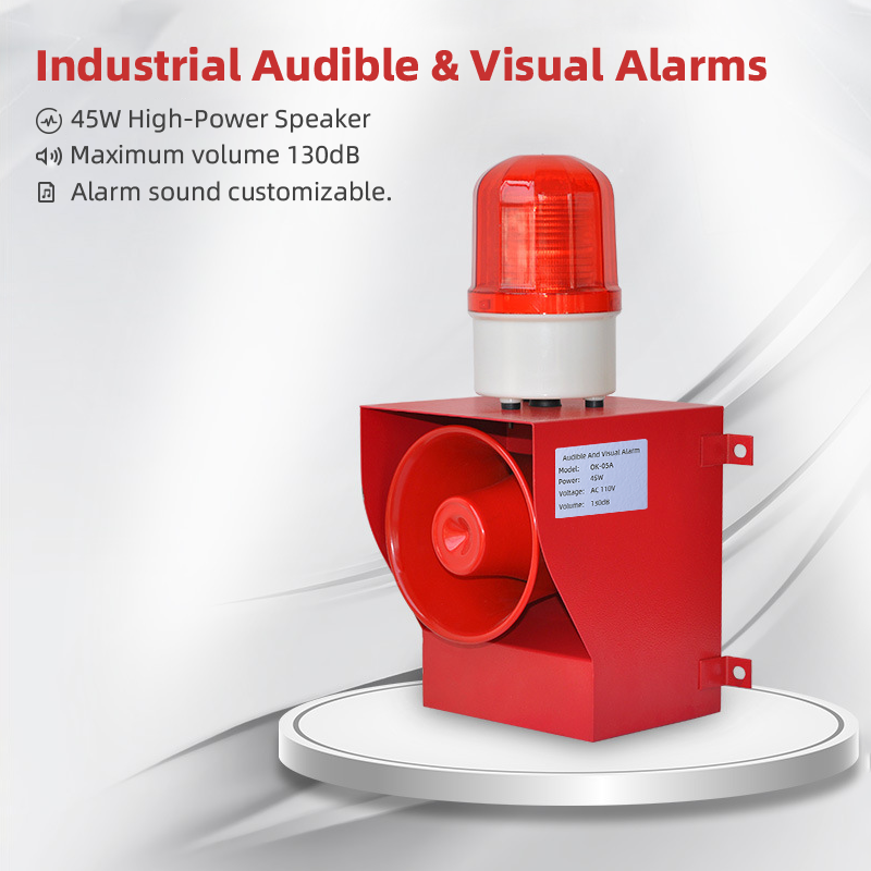 Okefire Industrial Audible and Visual Alarm Siren with Muti-frequency Flashing Light and Audio Warning Securlty alarm system