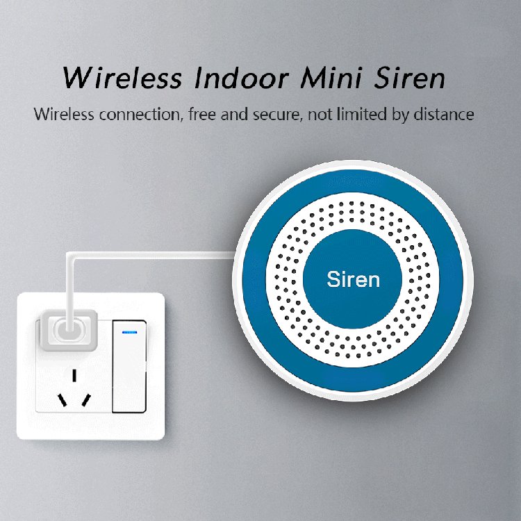 PGST Siren Alarm System Indoor Siren 5V Wireless 433Mhz Standalone Wired Indoor Siren with Strobe For Home Burglar Security