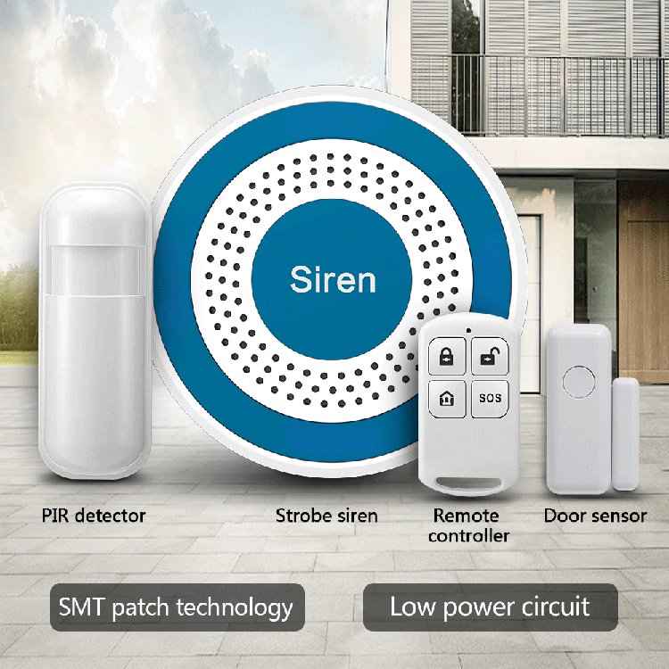 PGST Siren Alarm System Indoor Siren 5V Wireless 433Mhz Standalone Wired Indoor Siren with Strobe For Home Burglar Security