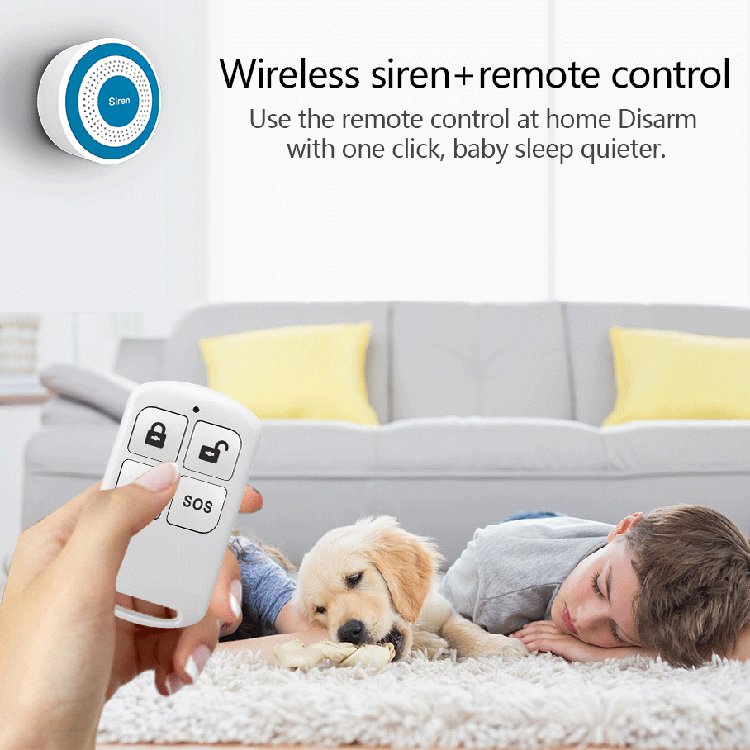 PGST Siren Alarm System Indoor Siren 5V Wireless 433Mhz Standalone Wired Indoor Siren with Strobe For Home Burglar Security