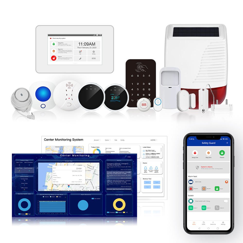 New Arrival CMS 4.3 Inch Touch Screen 4G Wifi Gsm GPRS Home Security Alarm System With 4 Wired Zones Safety Guard App Control
