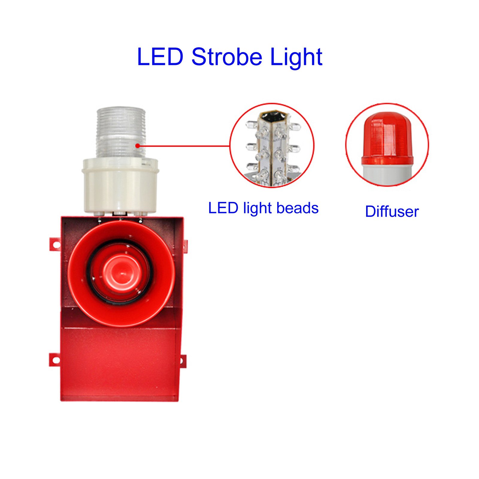 130dB powerful loud house alarm system high brightness LED strobe light IP65 waterproof outdoor smart siren earthquake alarm