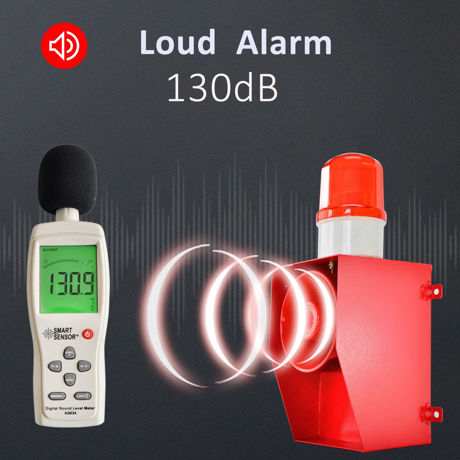 130dB powerful loud house alarm system high brightness LED strobe light IP65 waterproof outdoor smart siren earthquake alarm