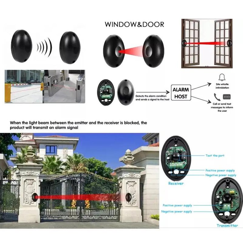 Smart Barrier Gate Beam Sensor Detector IP65 Automated Gate Safety Infrared Photocell Sensors