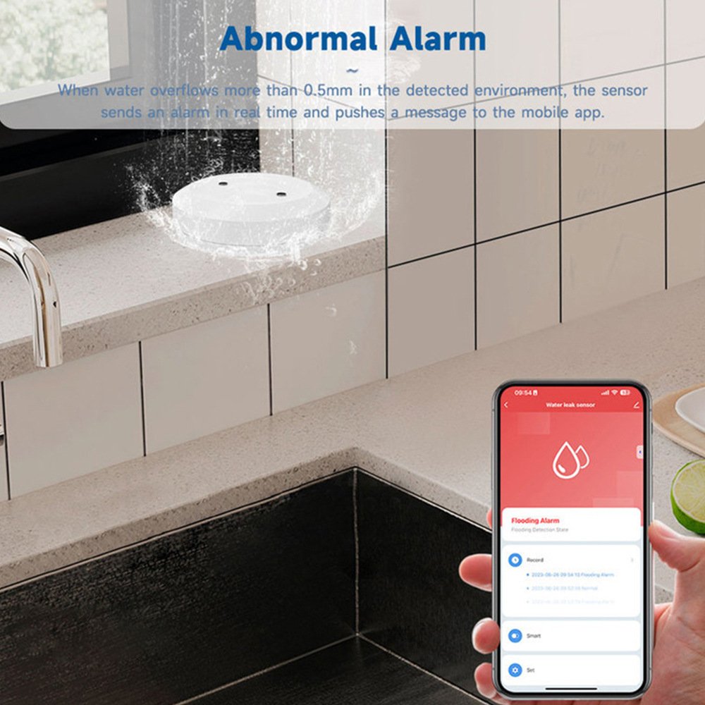 Zigbee Smart Water Leak Sensor Realtime App Remote Monitor Smart Life Leakage Sensor Water Level Detector Flood Alarm System