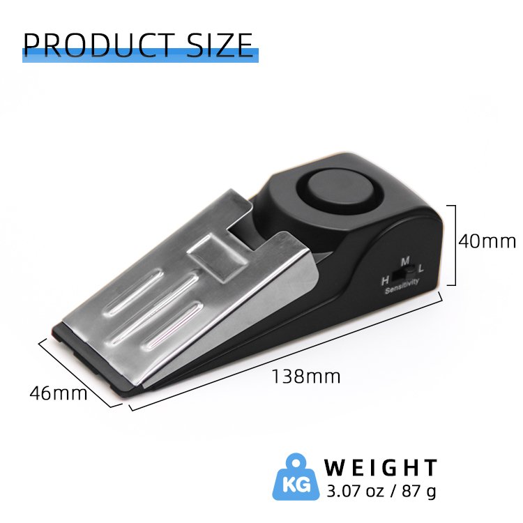 Portable Anti-theft 120DB Alarm Door Stopper Wireless Vibration Alarm for Traveling Security Door Alarm Stopper
