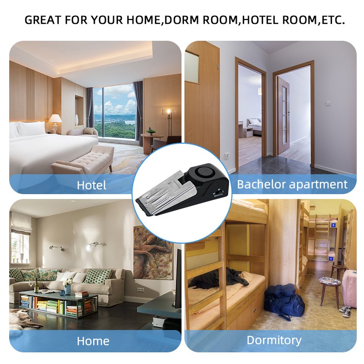 Portable Anti-theft 120DB Alarm Door Stopper Wireless Vibration Alarm for Traveling Security Door Alarm Stopper