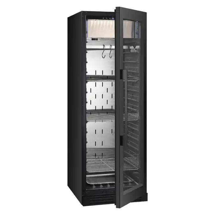 Advanced maturing cabinet with alarm system temperature memory function meat salami cheese fish storage fridge humidity control