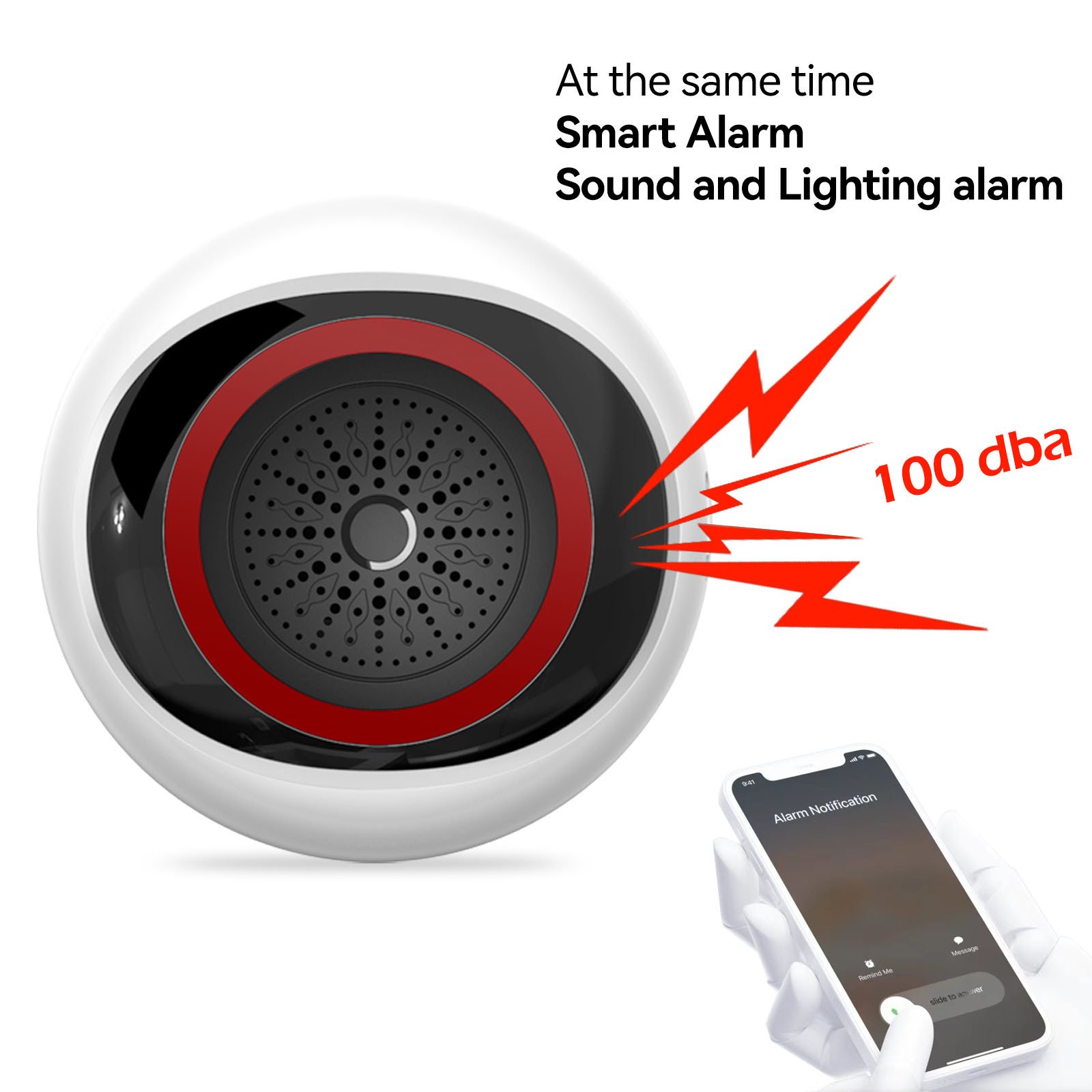 100dB Sound Tuya ZigBee Sound Flash Siren Horn With Rechargeable Backup Battery APP Notification For Burglar Intrusion System