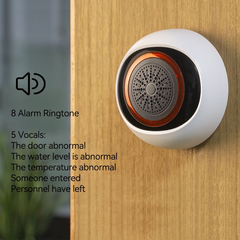 100dB Sound Tuya ZigBee Sound Flash Siren Horn With Rechargeable Backup Battery APP Notification For Burglar Intrusion System