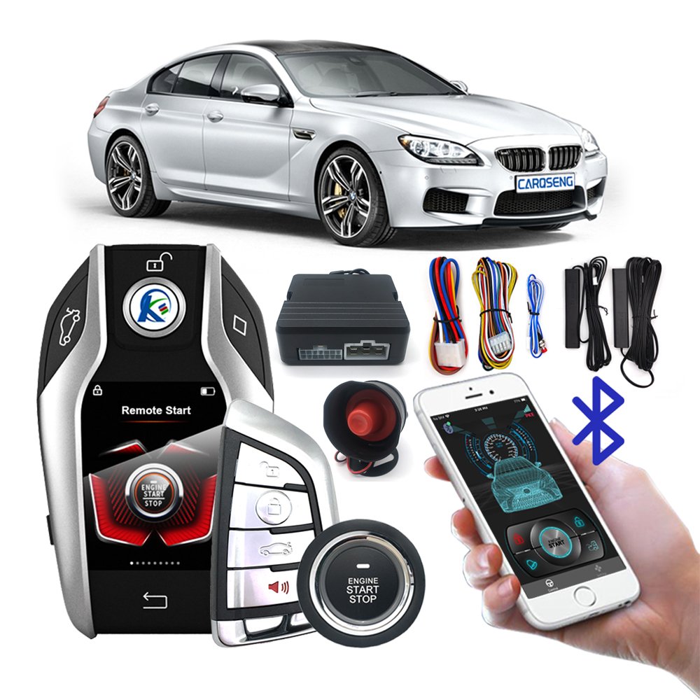 PKE Car Alarms System with Smart Touch LCD Car Key and BT Phone App Control