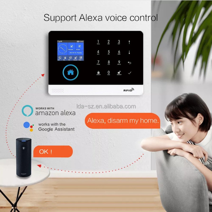 Alexa Google Smart Life App Control Auto Dialer SMS Wireless Window Door Motion Sensor Home Security Alarm System