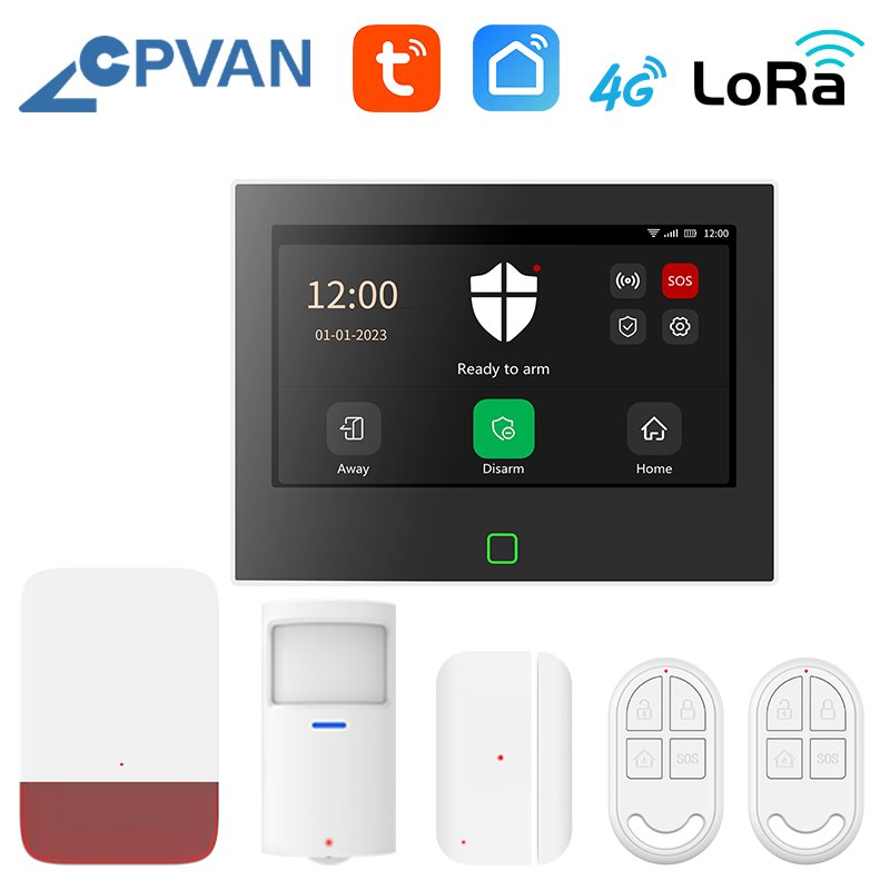 CPVAN Lora Version 4G+WIFI Security System Up to 500 Meter Connection Burglar Lora Tuya Home Alarm System