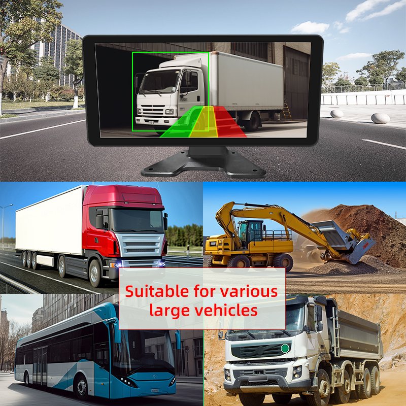 10.36Inch IPS 6Channel LCD Touch Display Screen Truck BSD Blind Spot AHD AI Truck Bus Monitoring with ADAS Voice Alarm system