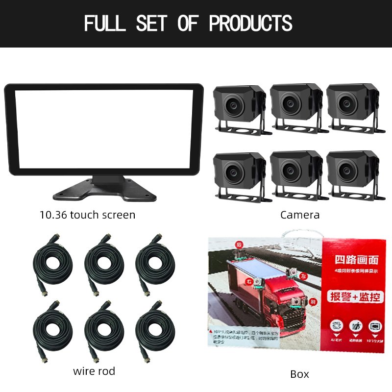 10.36Inch IPS 6Channel LCD Touch Display Screen Truck BSD Blind Spot AHD AI Truck Bus Monitoring with ADAS Voice Alarm system