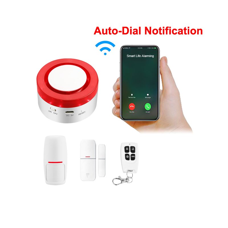 intelligent anti theft wifi alarm system with window door contact iOS Android APP control