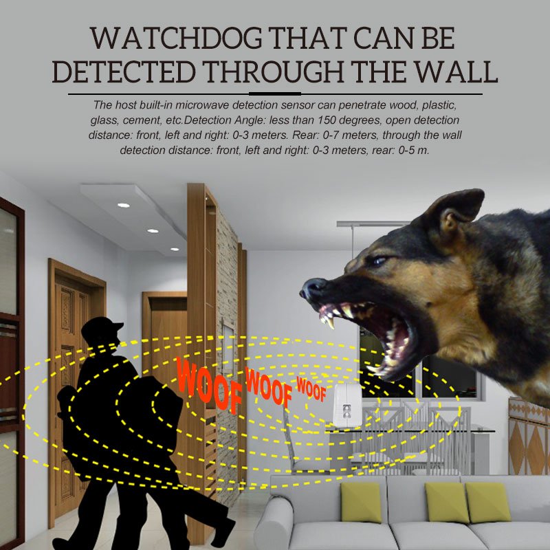 Advanced High-Sensitivity Motion Detector Alarm with Dog Barking &Chime &Remote Control for Home Security